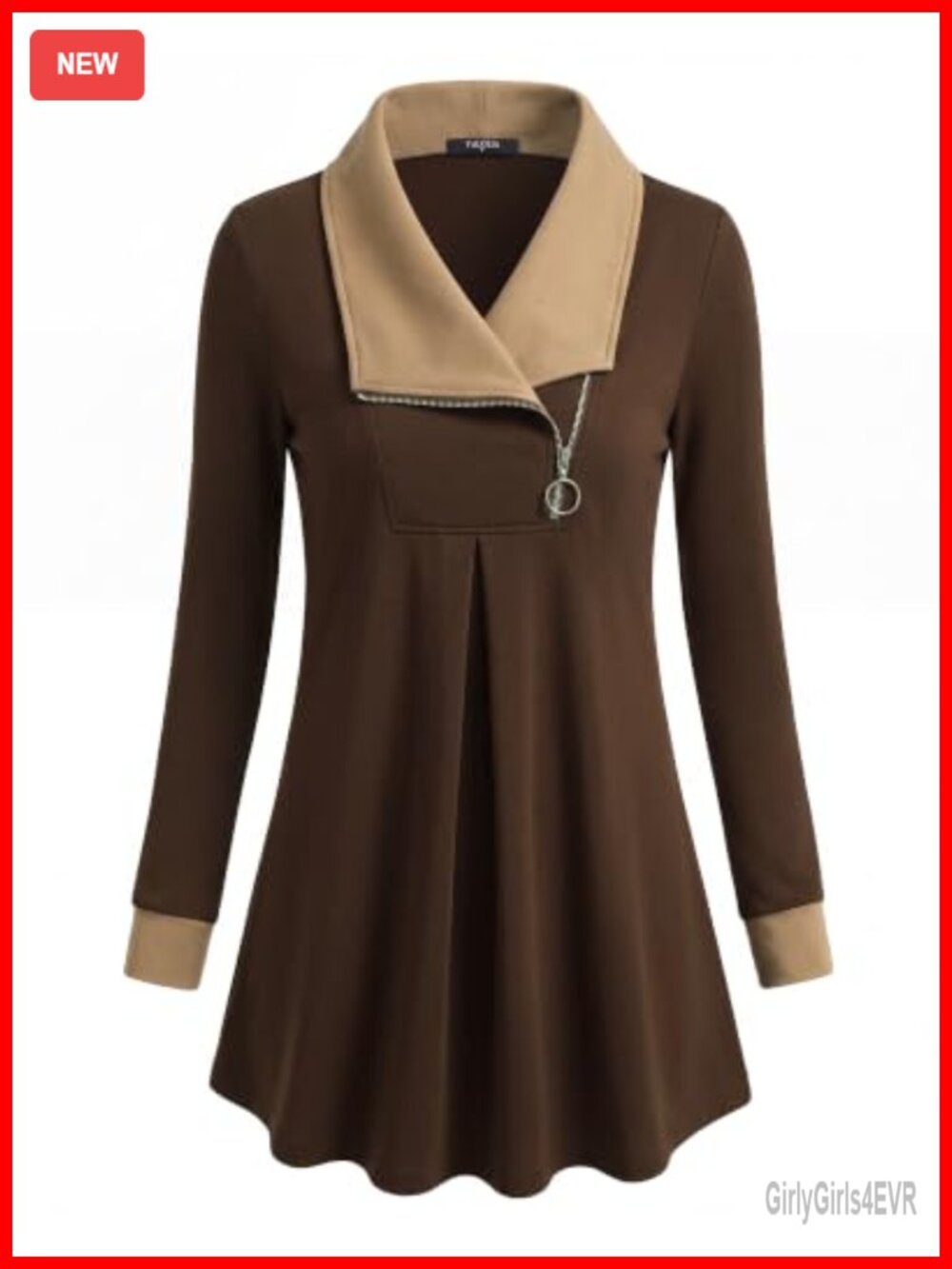 Womens Casual Zip Up Tunic Sweatshirt Long Sleeve Pullover